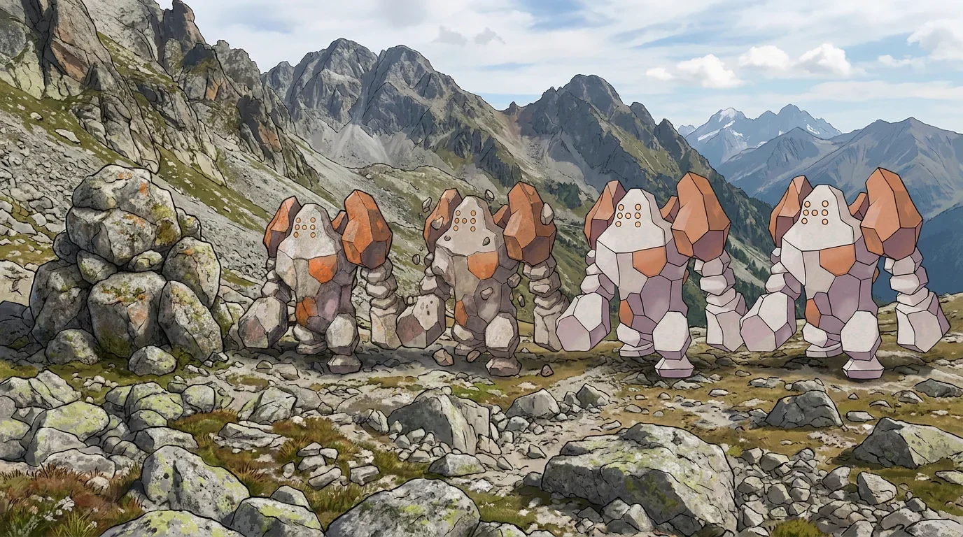A rough granite boulder pile turning into Regirock