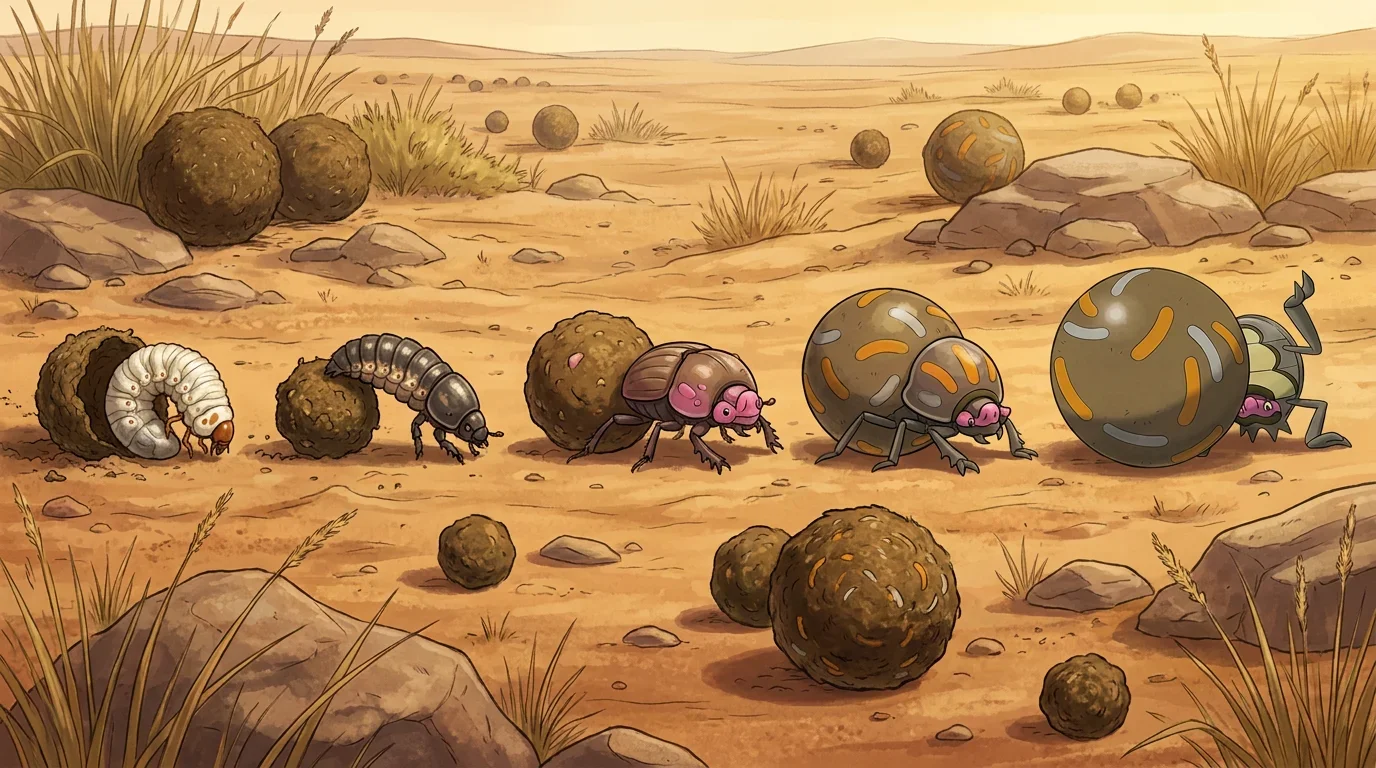 A dung beetle larva turning into Rellor