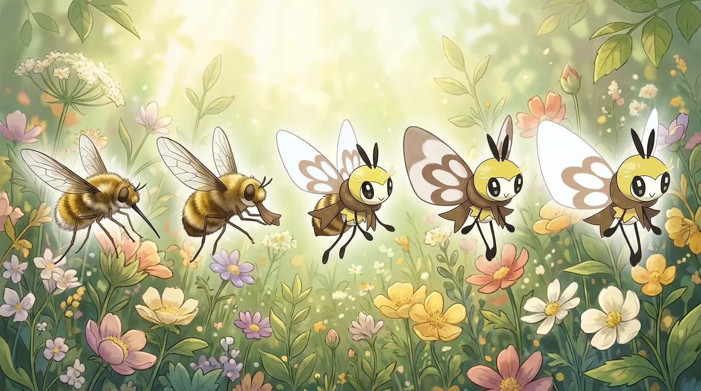 A bee fly turning into Ribombee