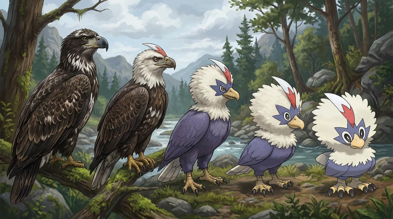 A young bald eagle turning into Rufflet