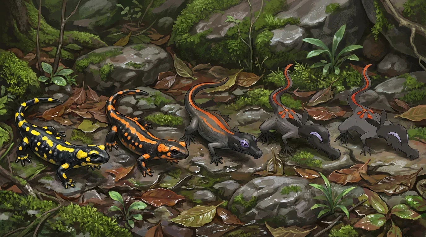 A fire salamander turning into Salandit