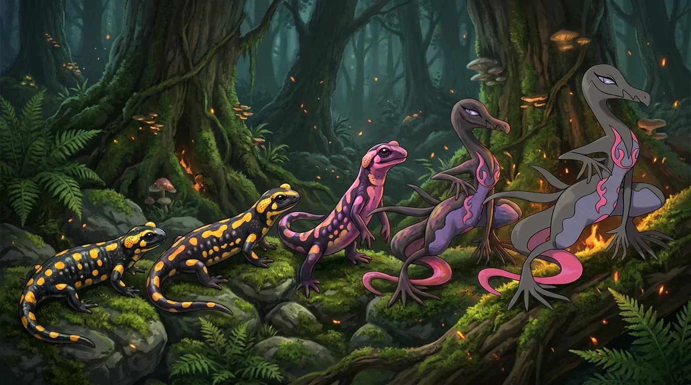 A fire salamander turning into Salazzle