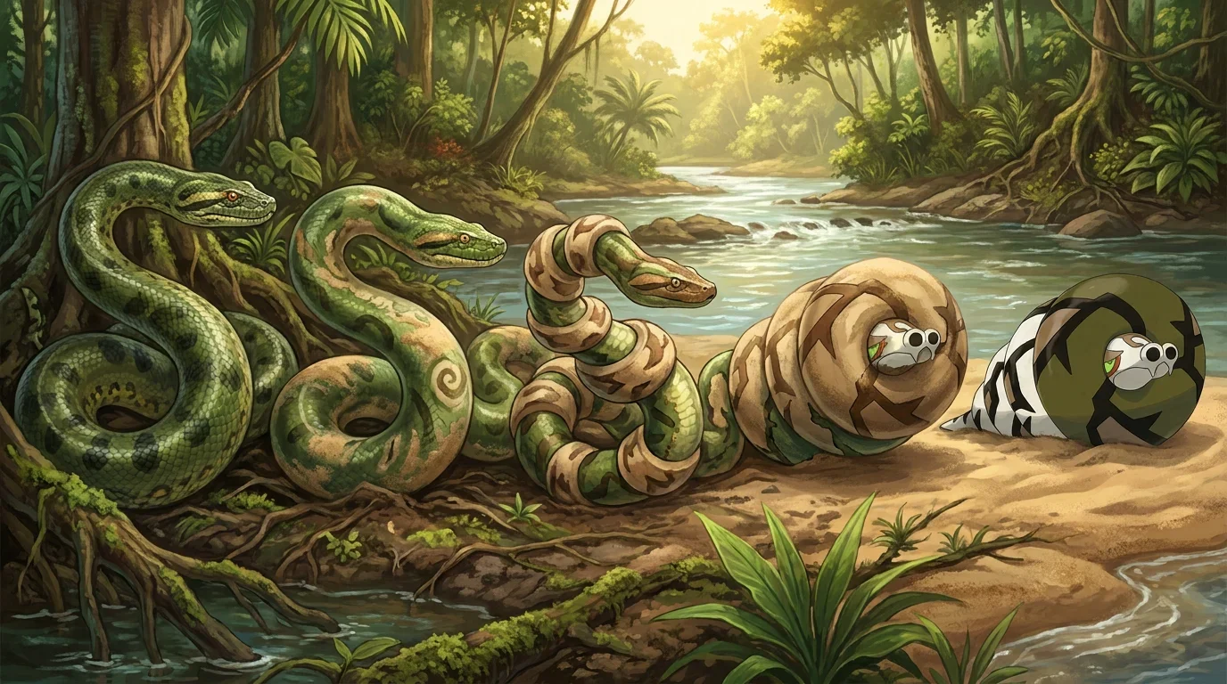 A green anaconda turning into Sandaconda