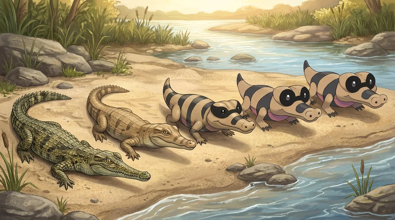 A baby slender snouted crocodile turning into Sandile