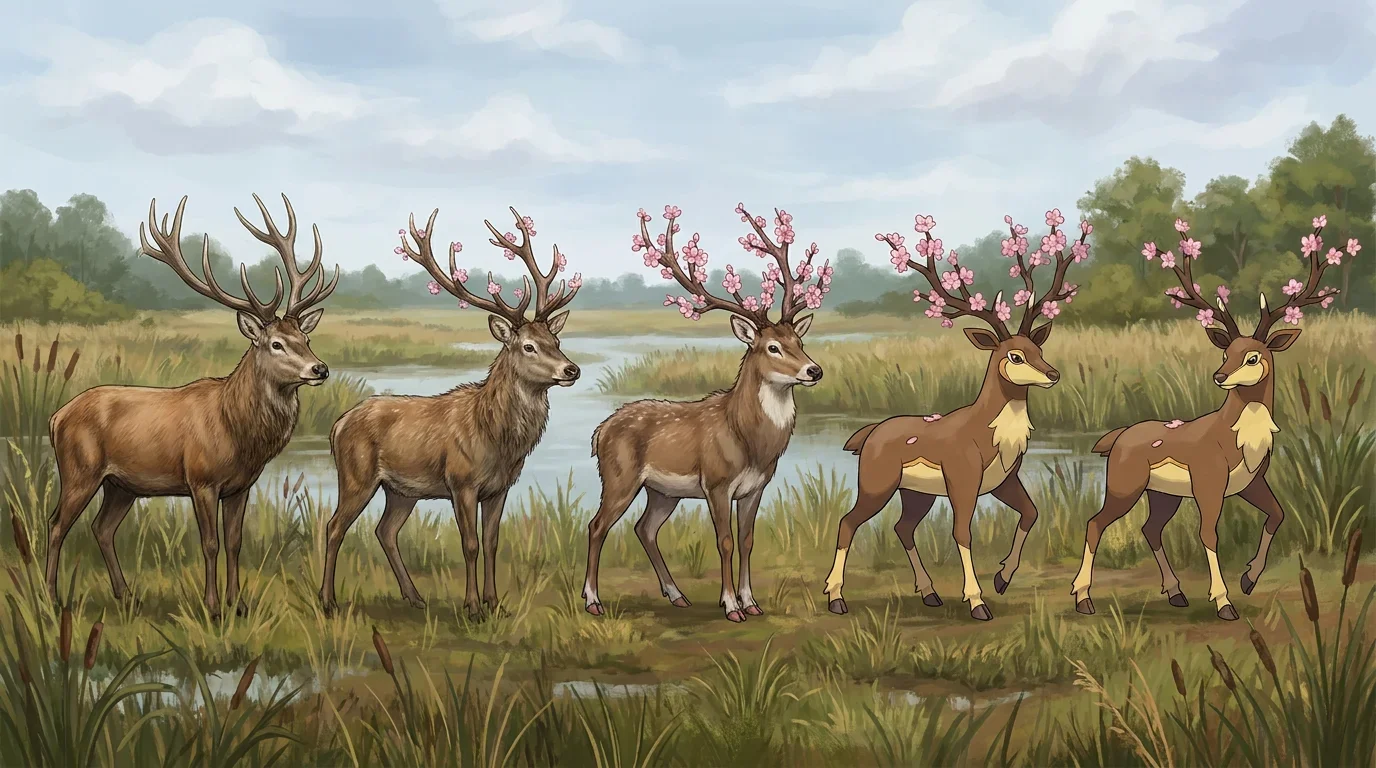 A pere david s deer turning into Sawsbuck