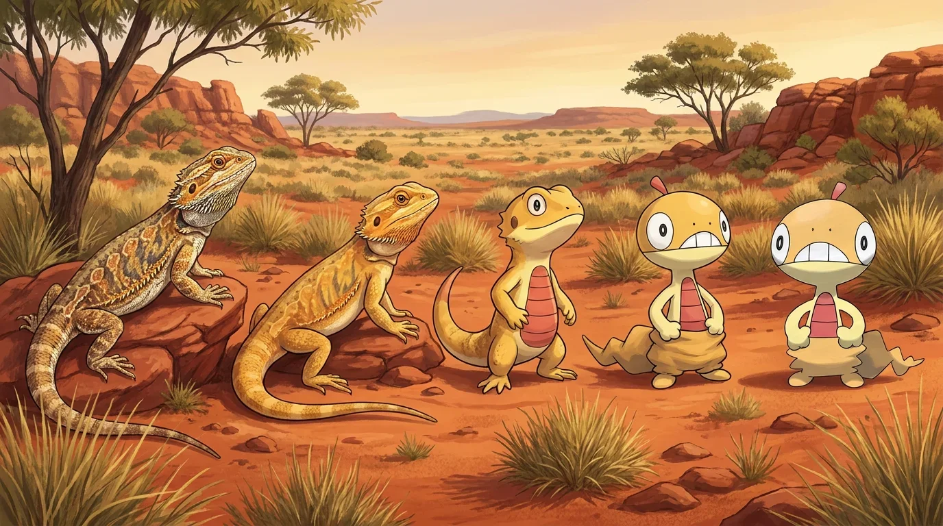 A bearded dragon turning into Scraggy