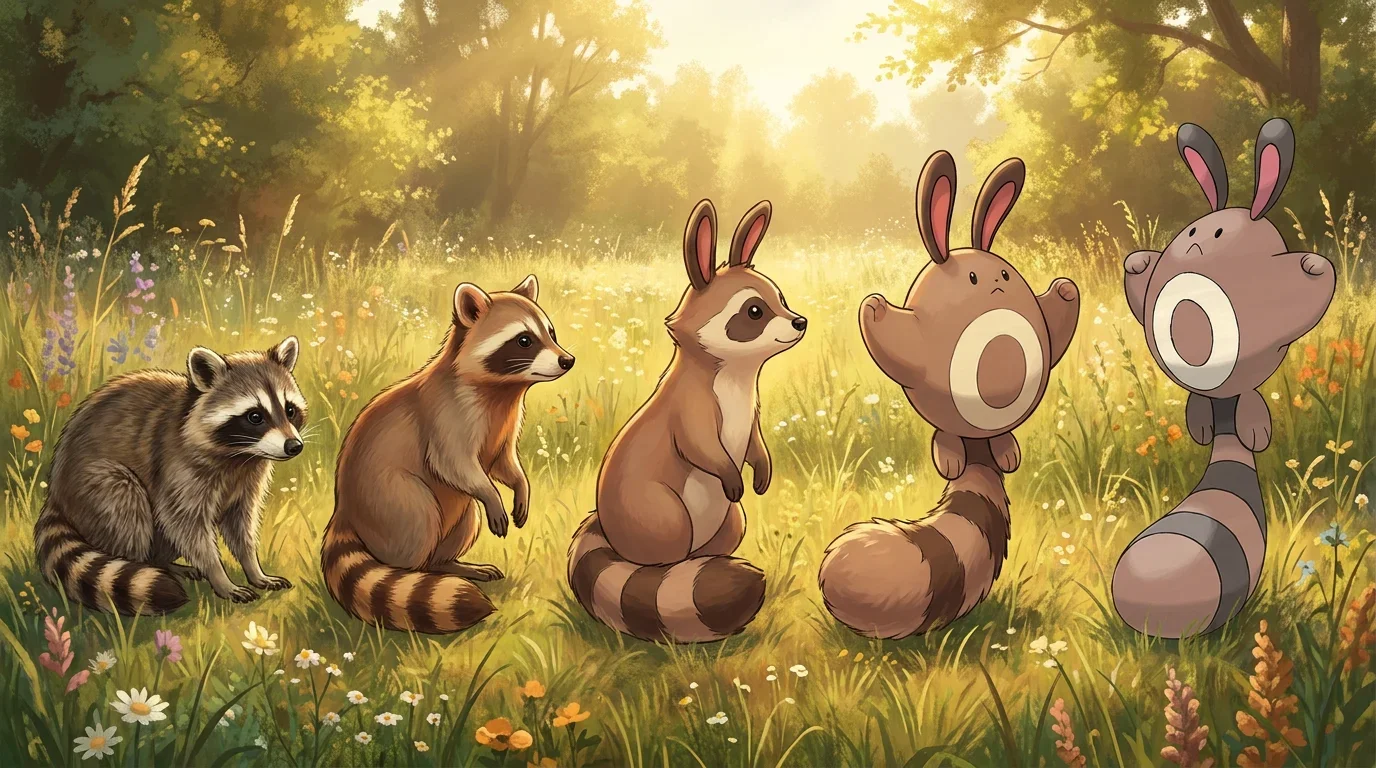 A young raccoon turning into Sentret