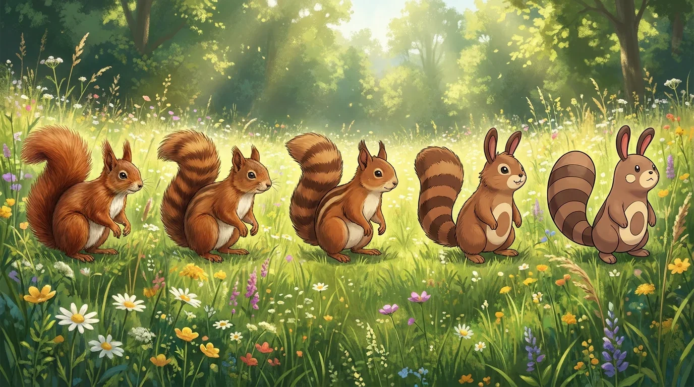 A young red squirrel turning into Sentret