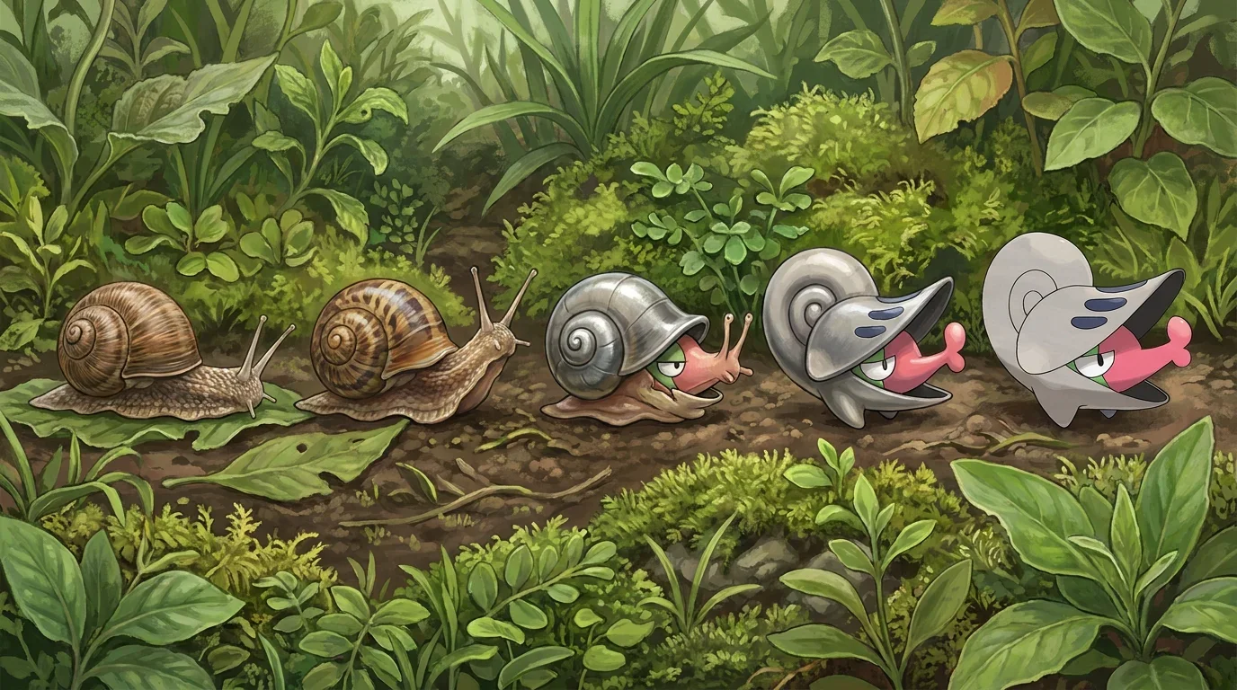 A garden snail turning into Shelmet