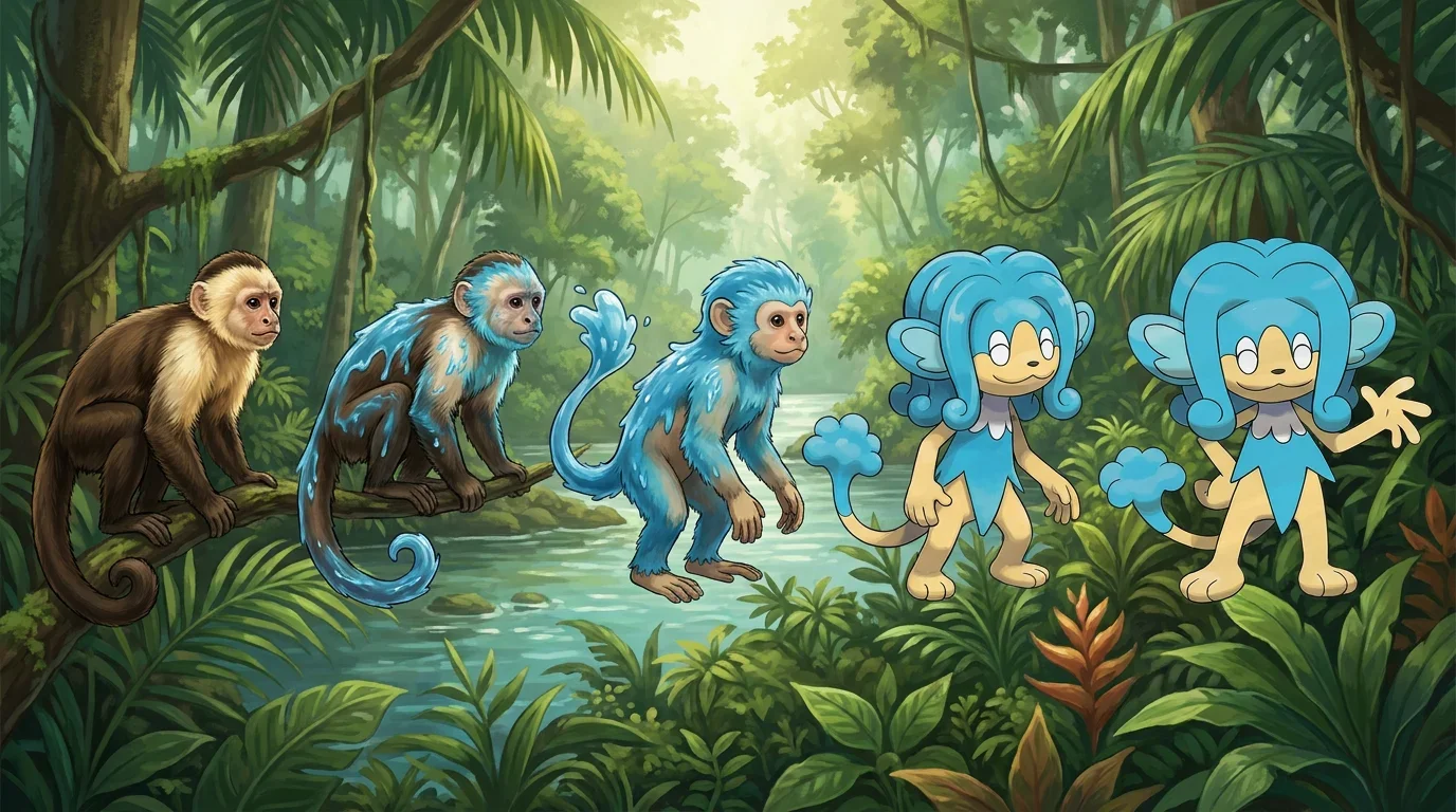 A capuchin monkey turning into Simipour