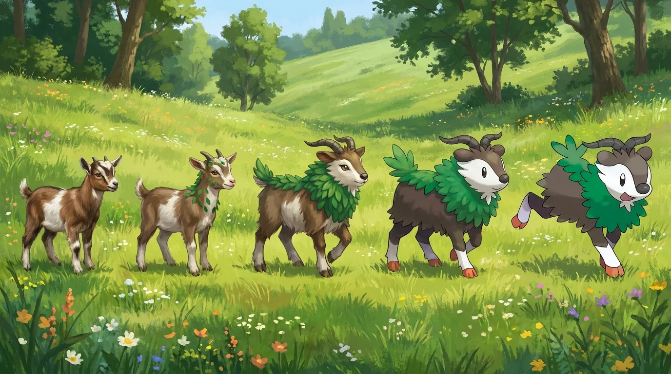 A young domestic goat turning into Skiddo