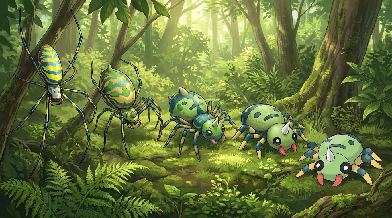 A jor spider turning into Spinarak