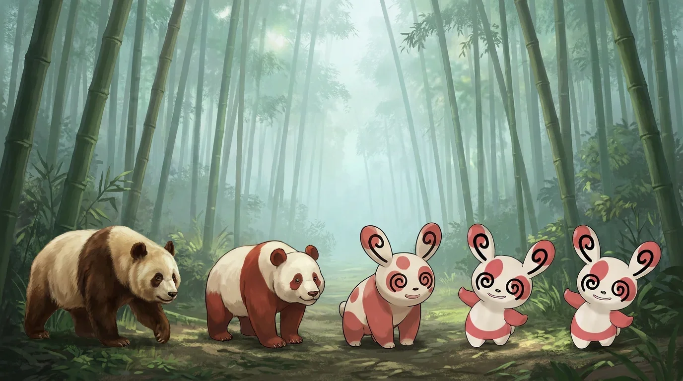A qinling panda turning into Spinda