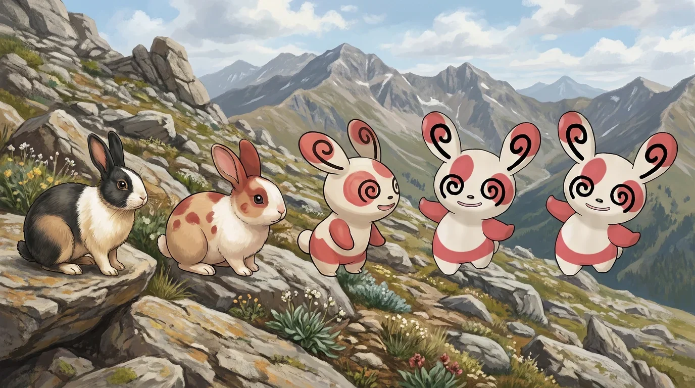 A young dutch rabbit turning into Spinda