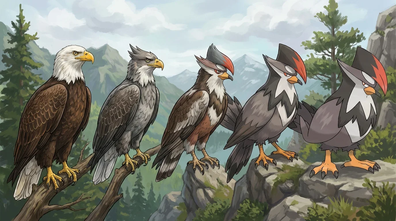 A bald eagle turning into Staraptor