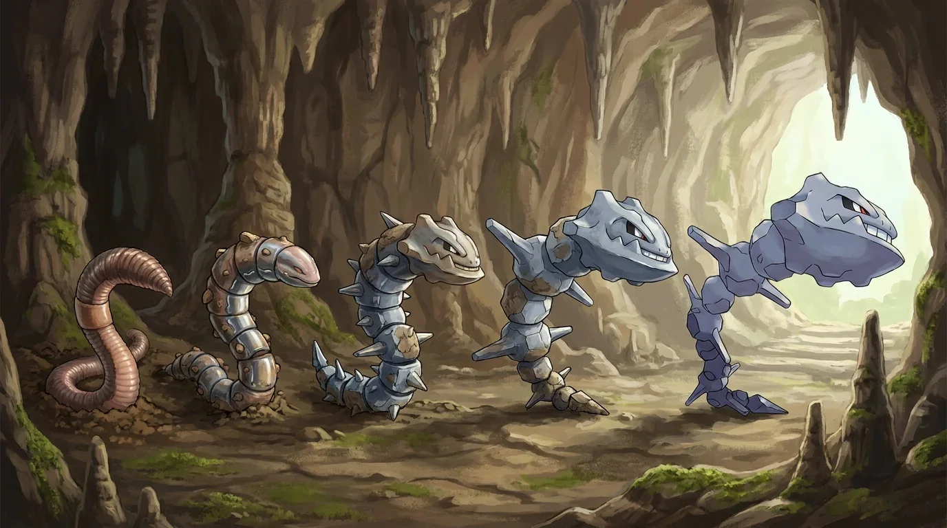 A giant earthworm turning into Steelix