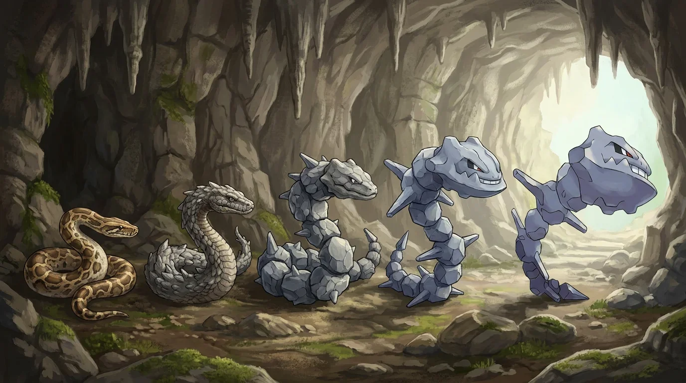 A rock python turning into Steelix