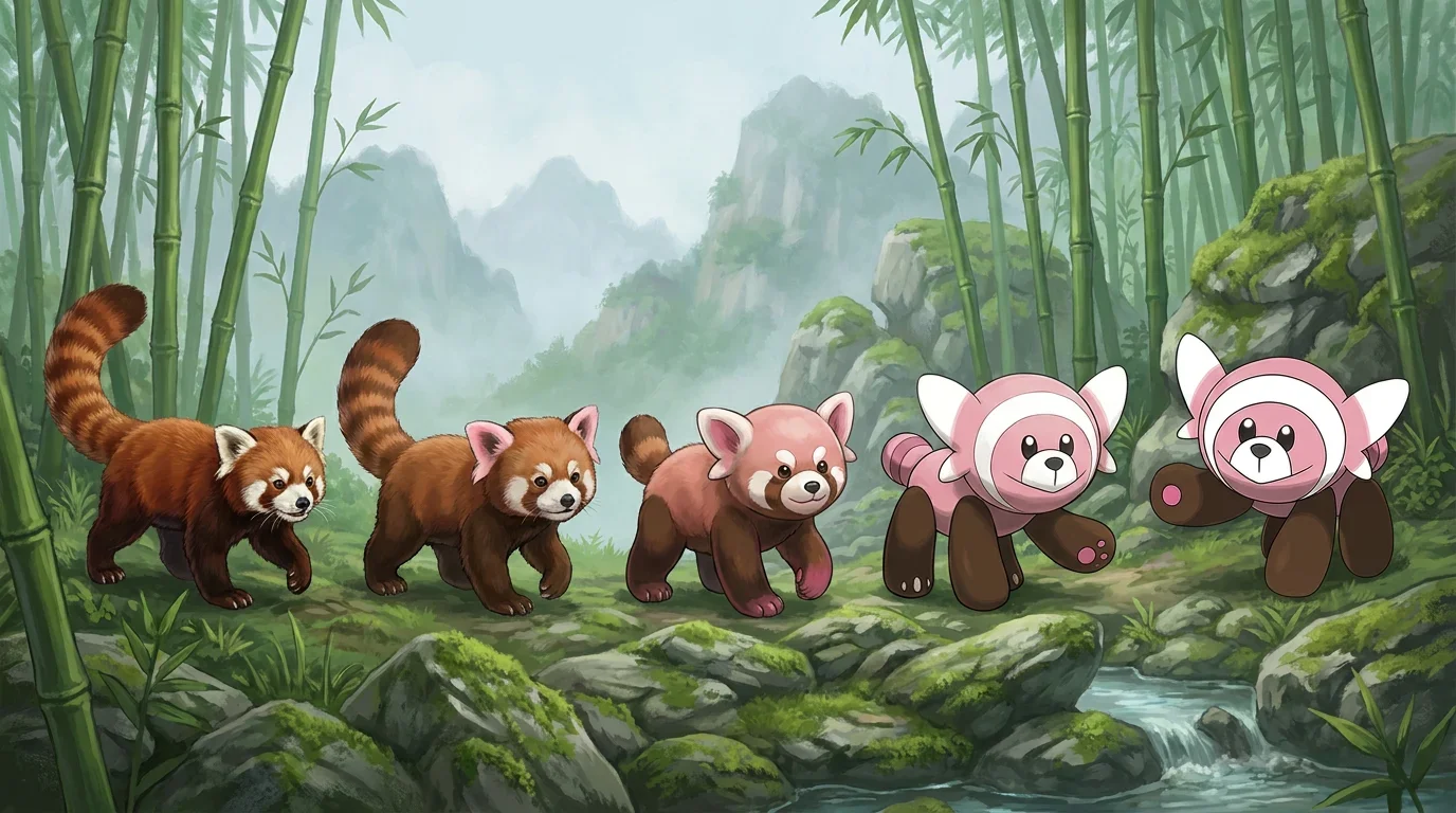 A red panda cub turning into Stufful