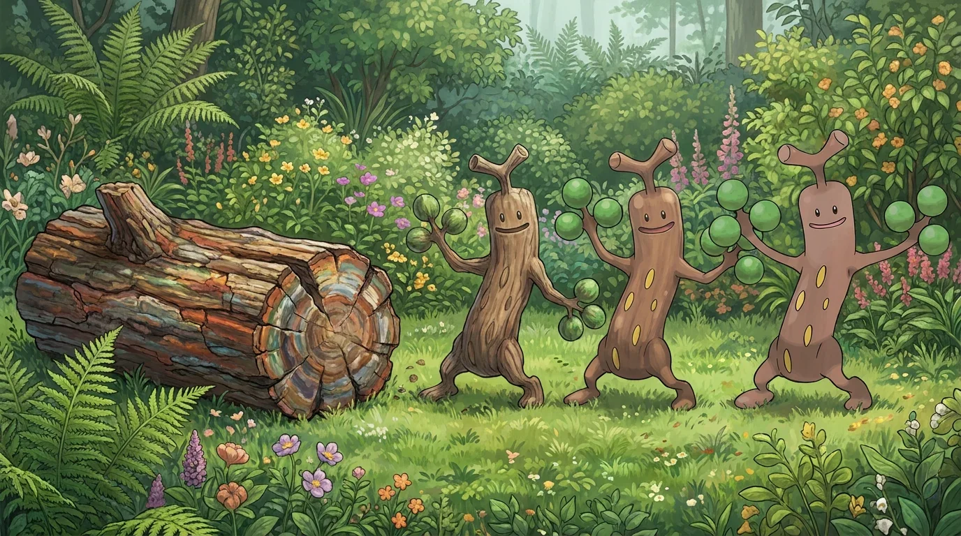 A petrified wood turning into Sudowoodo