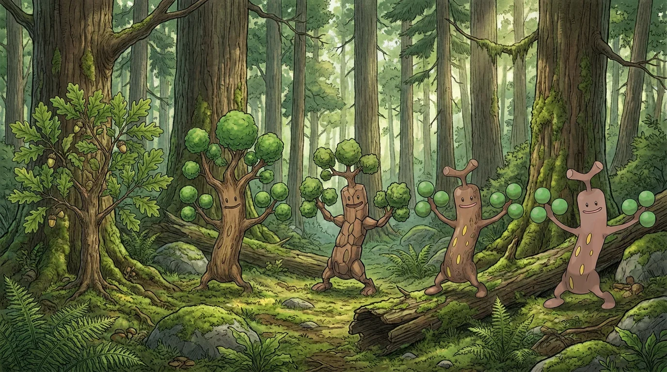 A small oak tree turning into Sudowoodo