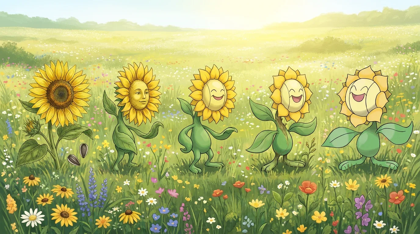 A yellow sunflower turning into Sunflora
