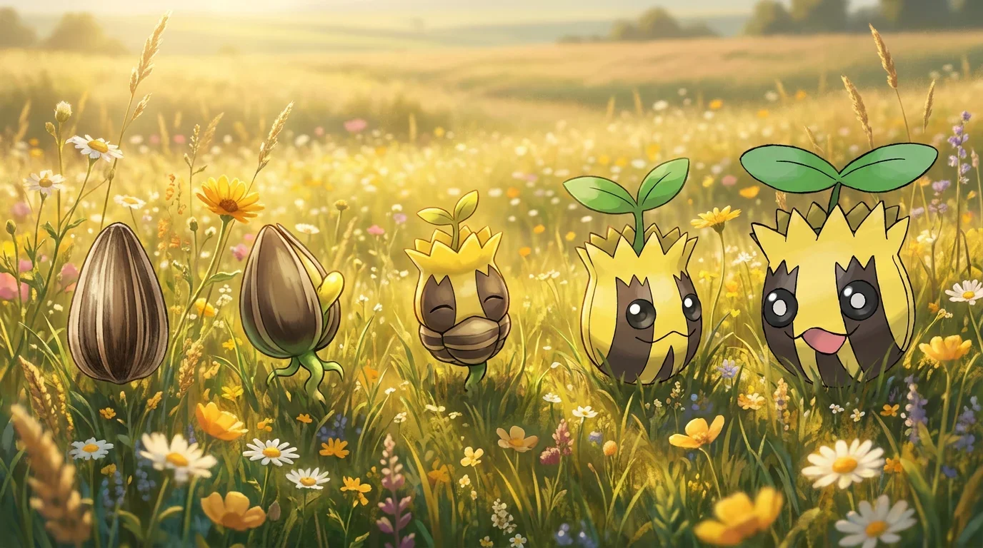 A sunflower seed turning into Sunkern