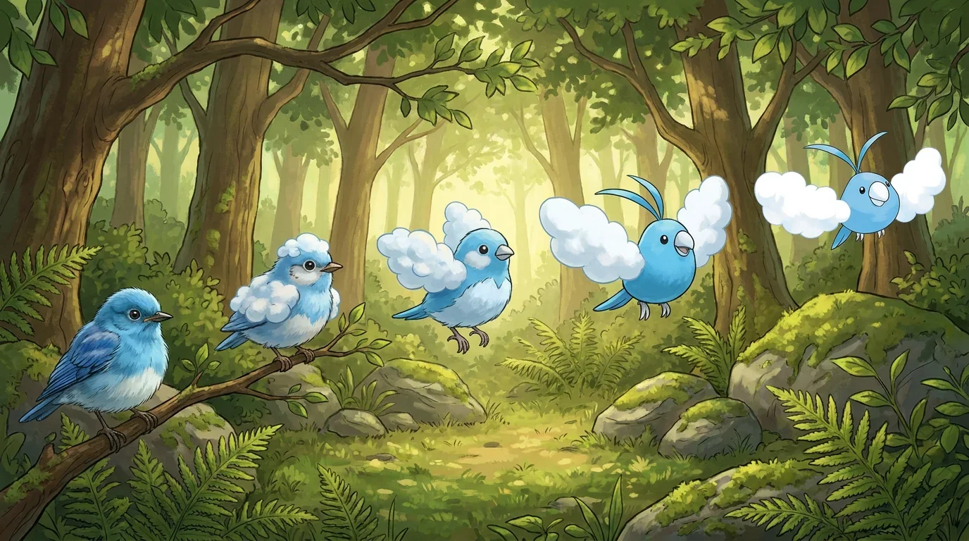 A bluebird chick turning into Swablu