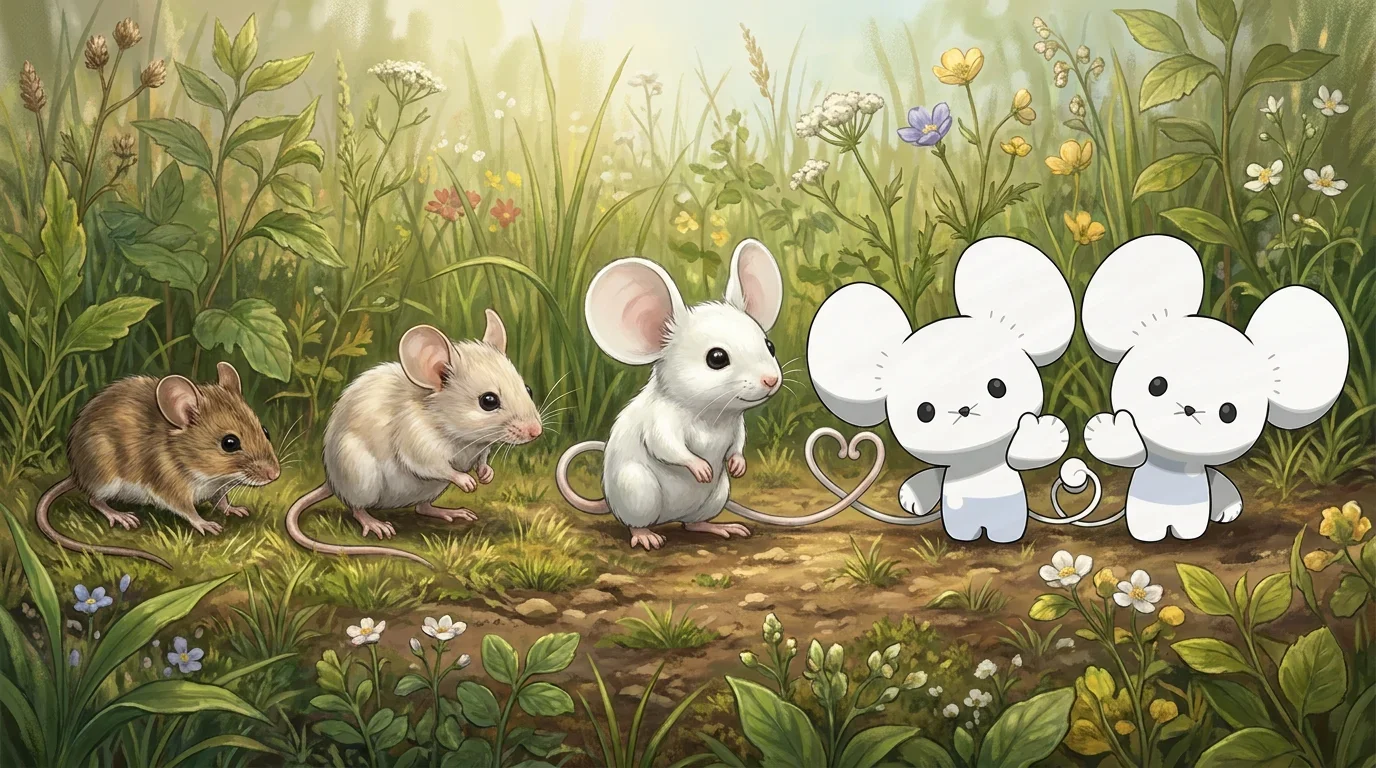 A house mouse pup turning into Tandemaus