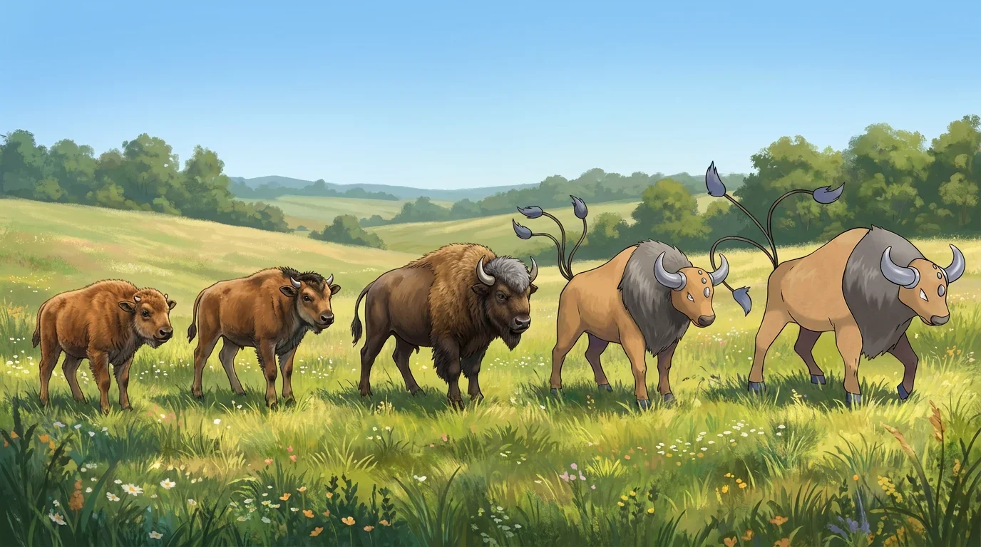 A american bison calf turning into Tauros