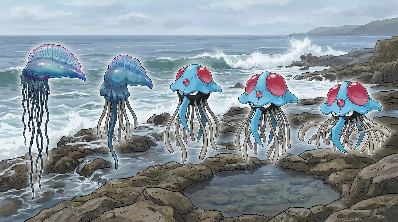 A portuguese man o war turning into Tentacruel