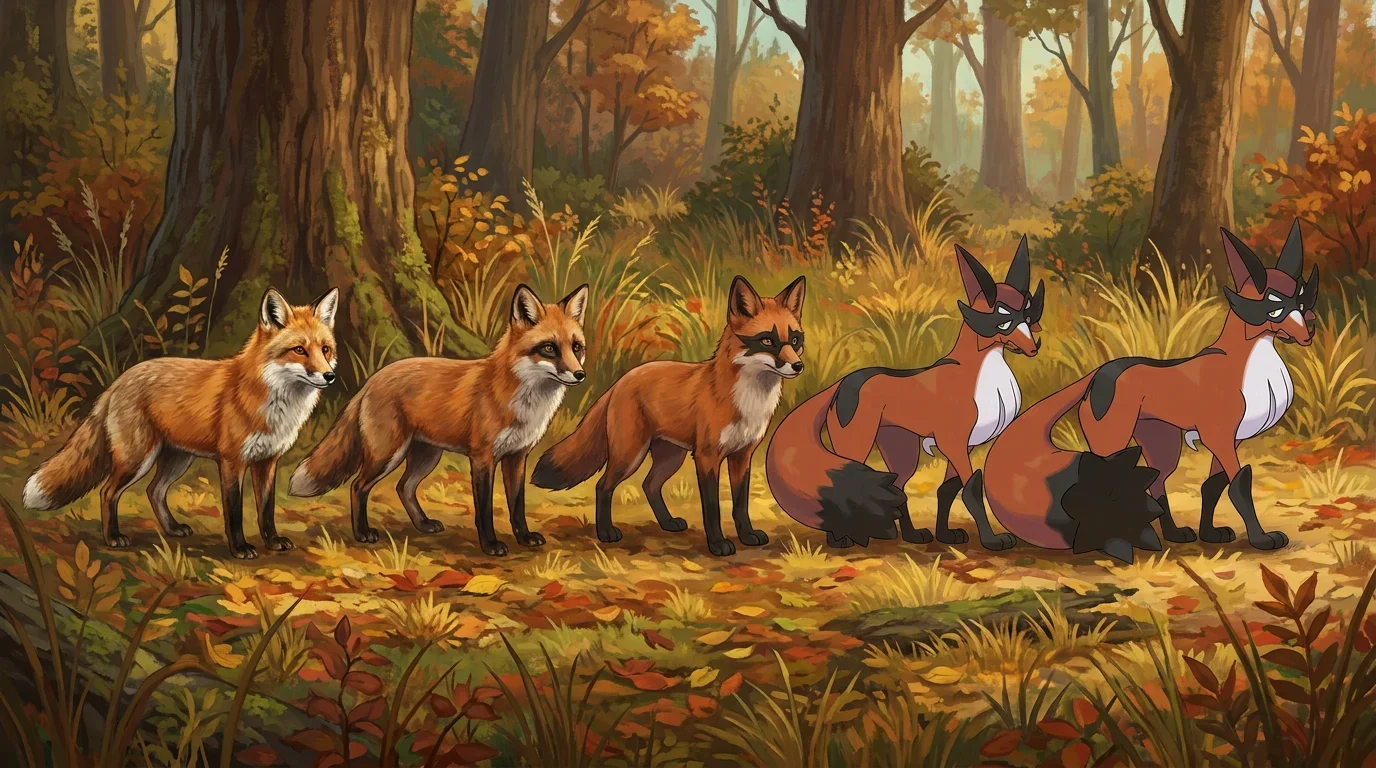 A red fox turning into Thievul