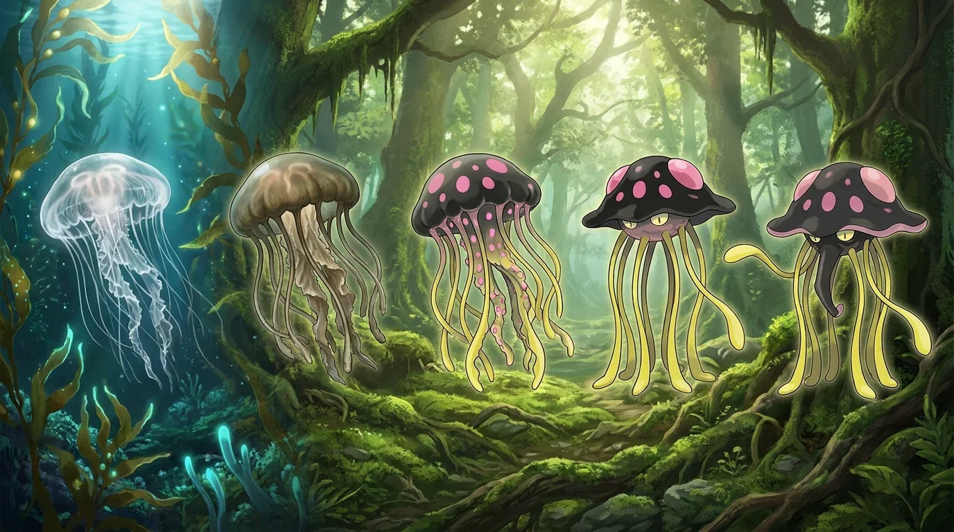 A adult moon jellyfish turning into Toedscruel