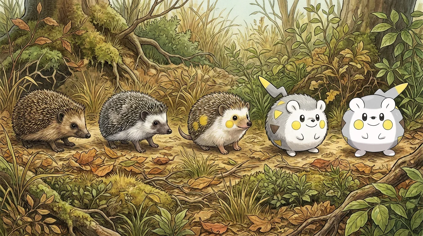 A european hedgehog turning into Togedemaru