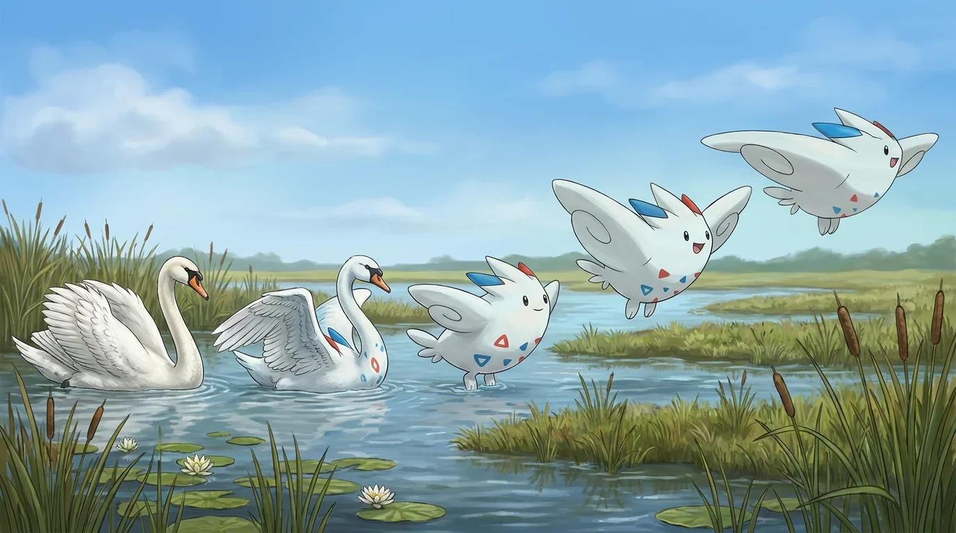 A white swan turning into Togekiss