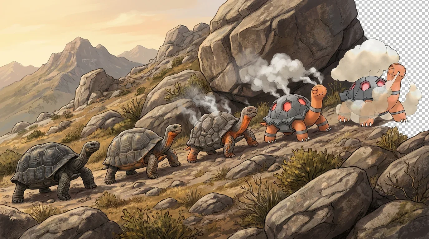 A aldabra giant tortoise turning into Torkoal