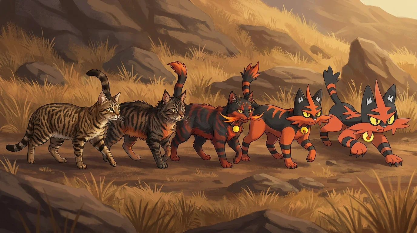 A mackerel tabby cat turning into Torracat