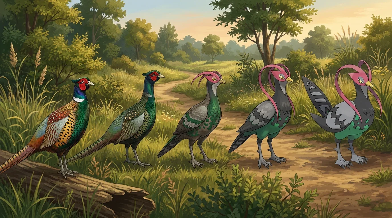 A green pheasant turning into Unfezant