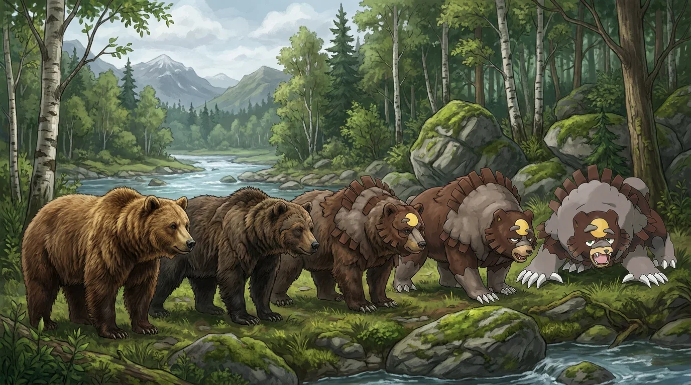 A ussuri brown bear turning into Ursaluna