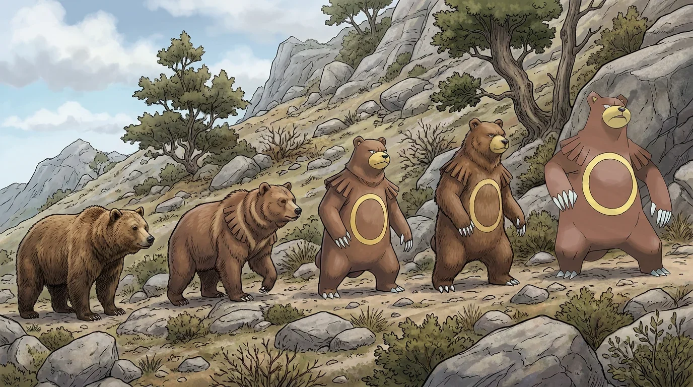 A brown bear turning into Ursaring