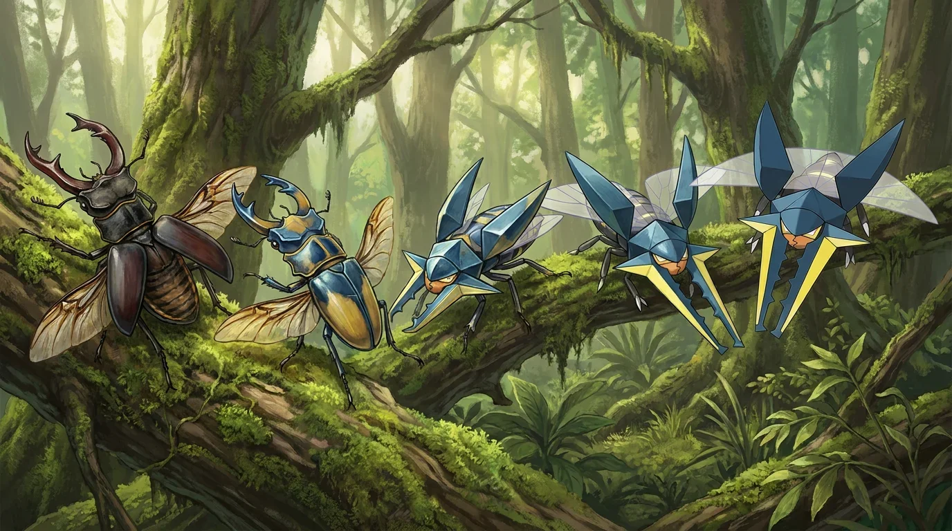 A stag beetle turning into Vikavolt