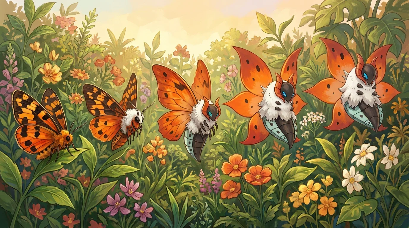 A garden tiger moth turning into Volcarona