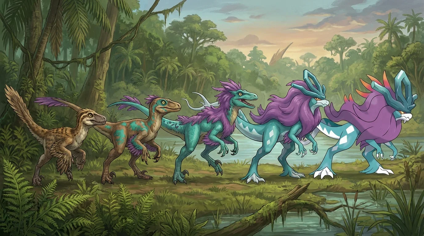 A young utahraptor turning into Walking Wake
