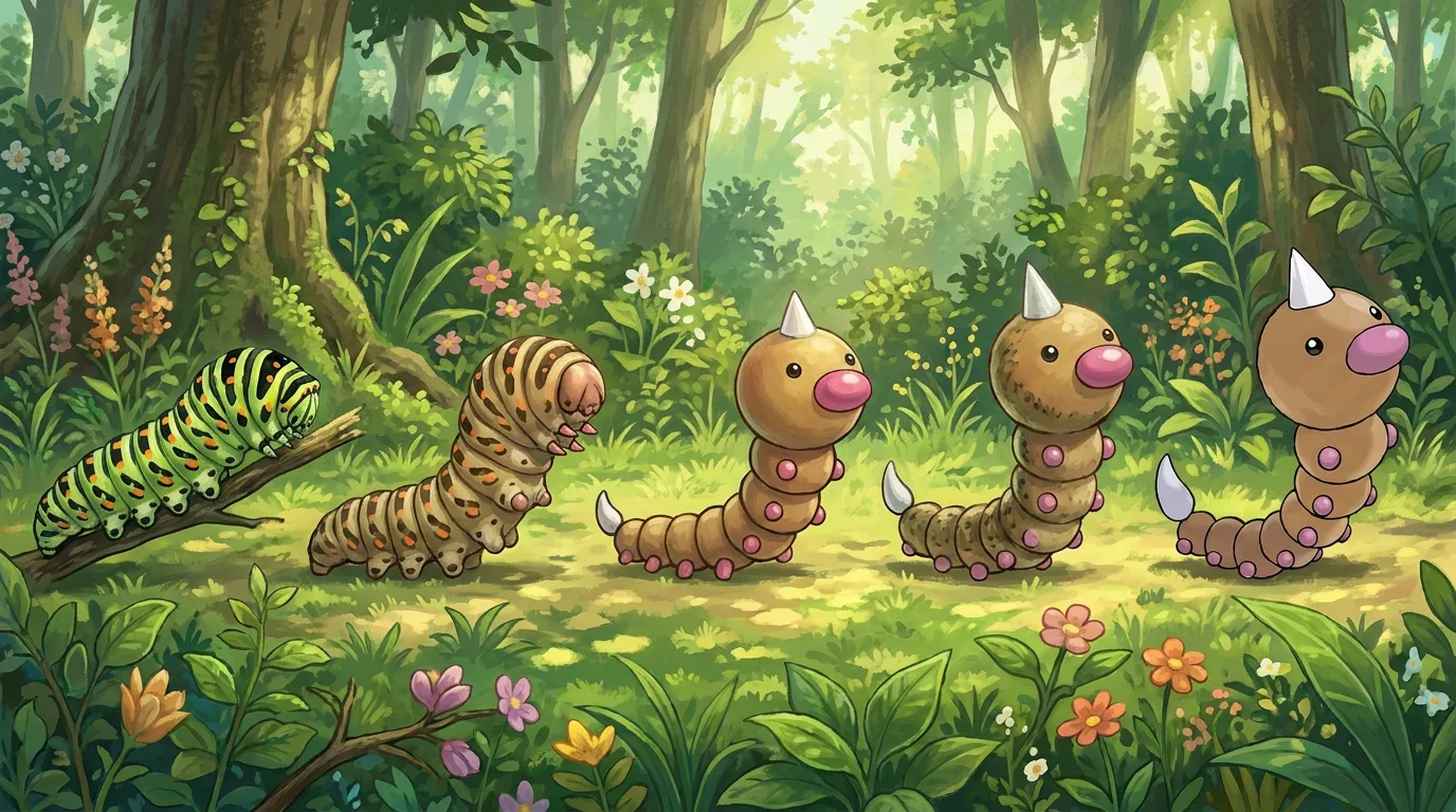 A swallowtail caterpillar turning into Weedle