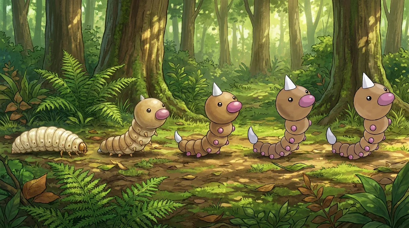 A wasp larva turning into Weedle