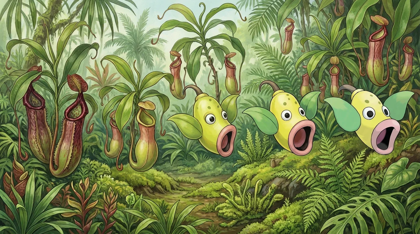 A nepenthes pitcher plant turning into Weepinbell