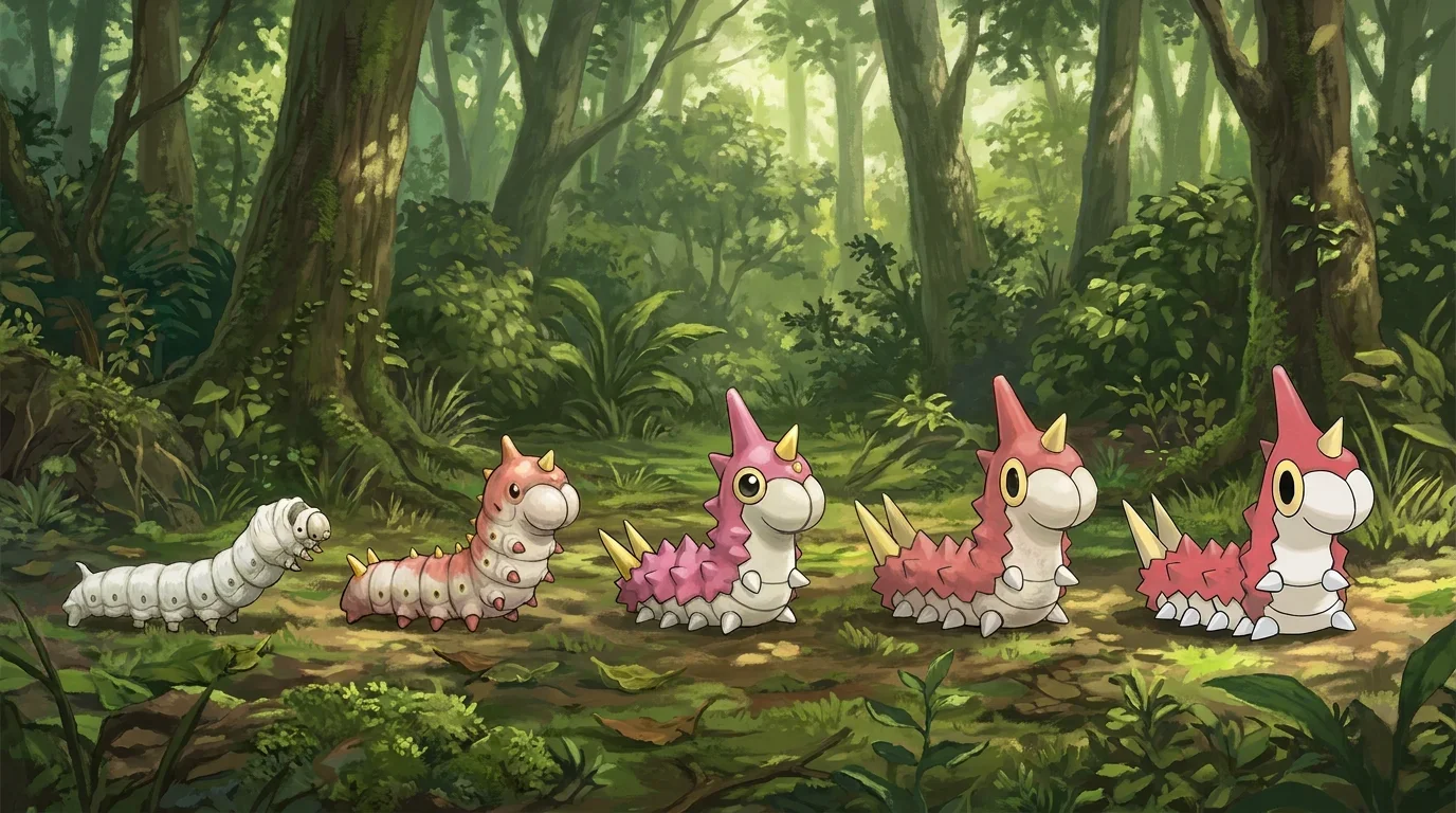A silkworm caterpillar turning into Wurmple