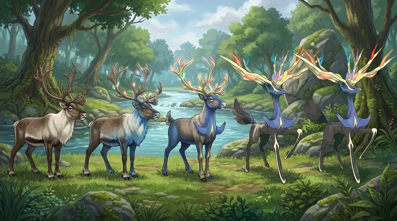 A reindeer caribou turning into Xerneas