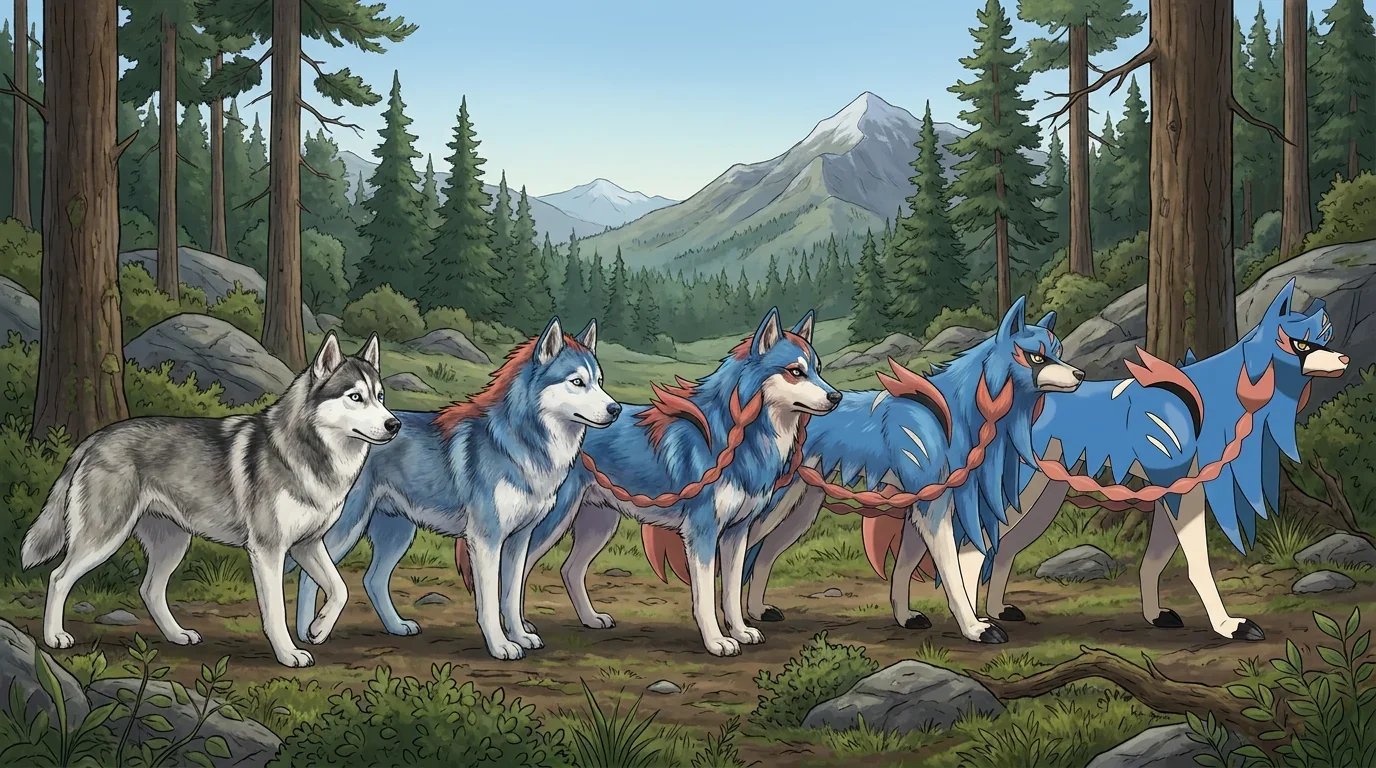 A adult siberian husky turning into Zacian