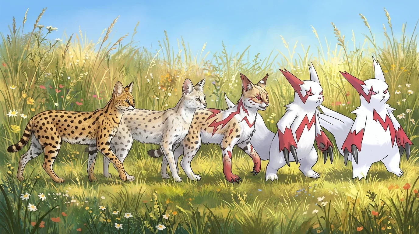 A adult serval turning into Zangoose
