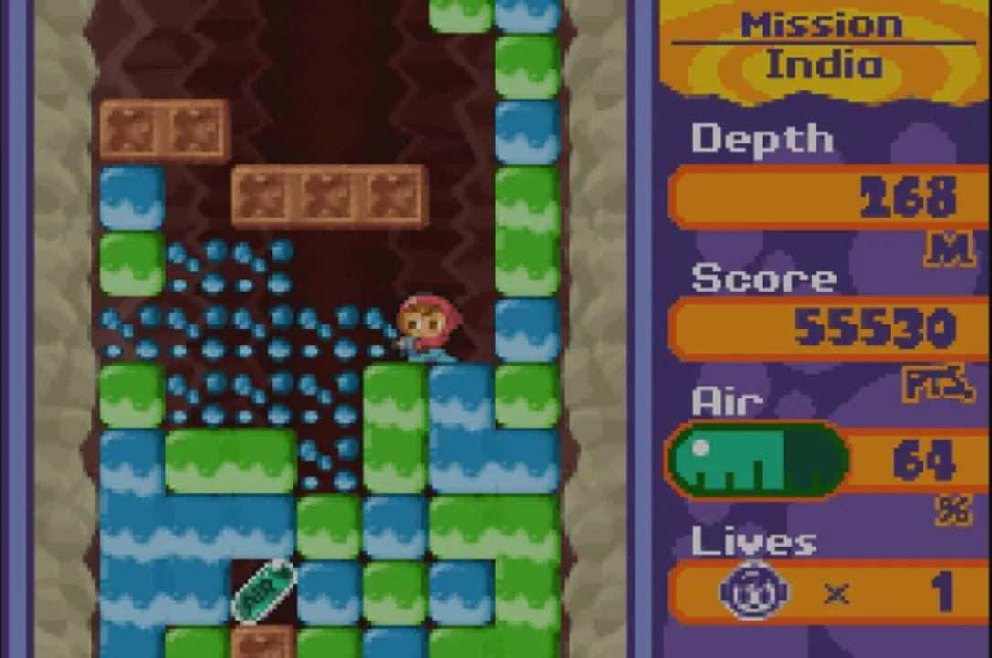 Mr. Driller 2 gameplay on Game Boy Advance